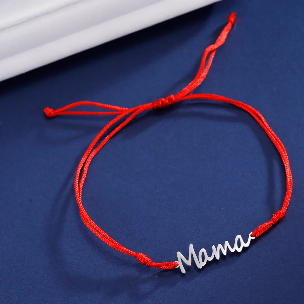 COOLTIME Mama-Buchstabe, Wachsseil, verstellbare Armbänder zur Hand, Edelstahl, Mama-Armband für Frauen, Schmuck, Muttertagsgeschenk – Detail 8
