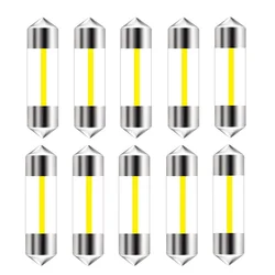 10PCS C5W LED Bulbs Festoon 31mm 36mm 39mm 41mm Filament COB LED Glass Case Car Interior Reading Lights Auto Dome Lamp White 12V