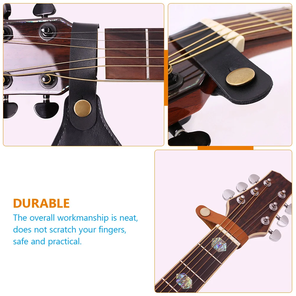 

2 Pcs Headstock Neckband Brown Guitar Strap Straps Tie Bedside Table Locks Microfiber