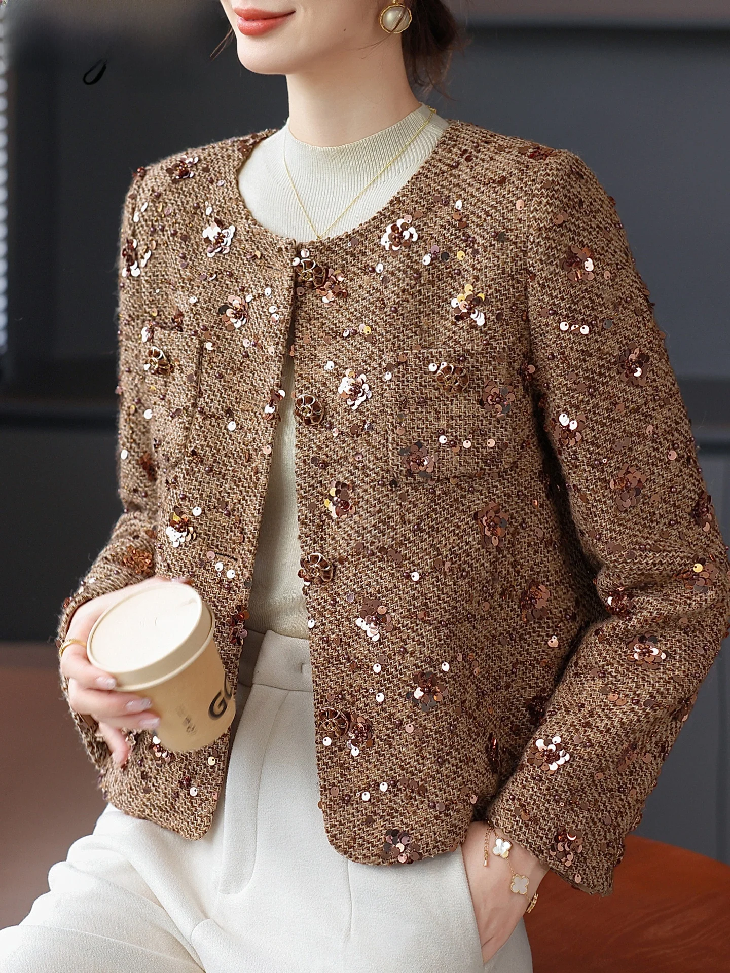 

Sle Autumn Outerwear Jaet Women's Suit Top Middle-Aged And ly Faion Small Size Mom's Clothing Casual Wear