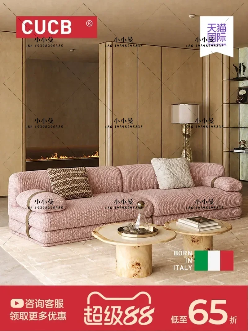 Italian old money style living room small apartment straight row designer high-end imported fabric sofa