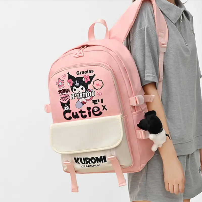  Kuromi Anime Backpack Cute Large Capacity School Bag for Students Cartoon Storage Bookbag College Rucksack Daily Use