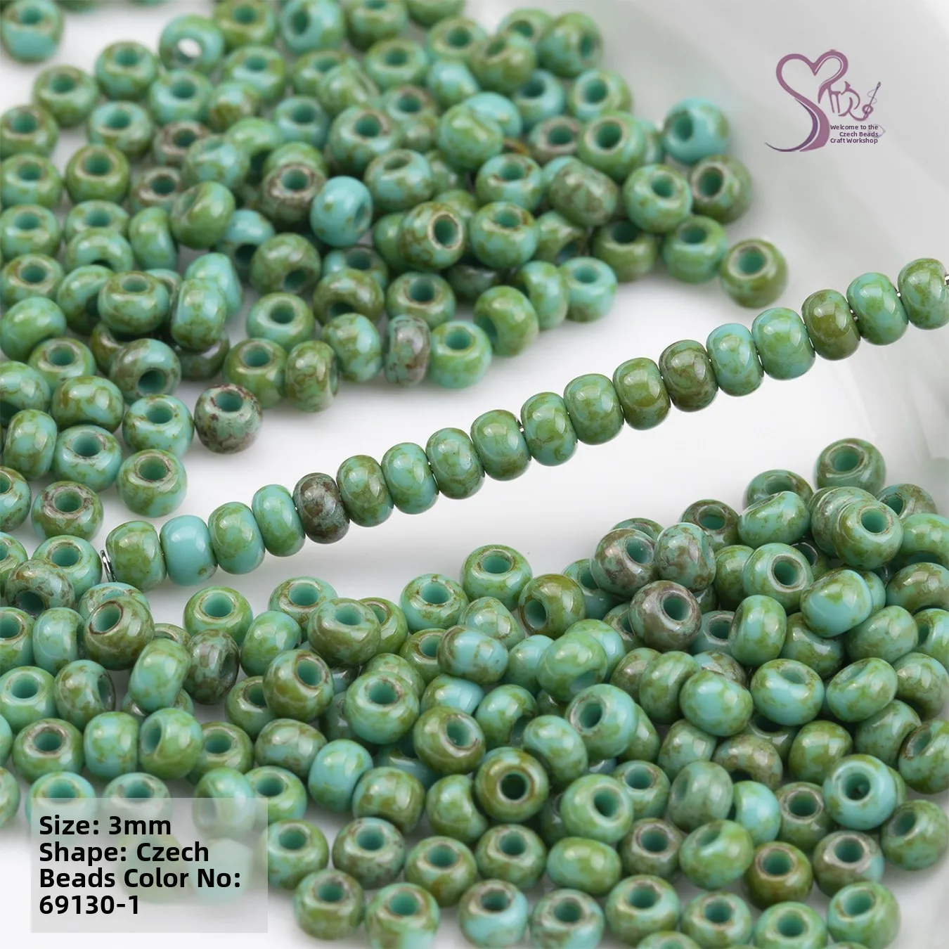 Handmade Czech M-Picasso Turquoise Green Beads 691301 Fashion Jewelry Accessories  out New Summer Collection