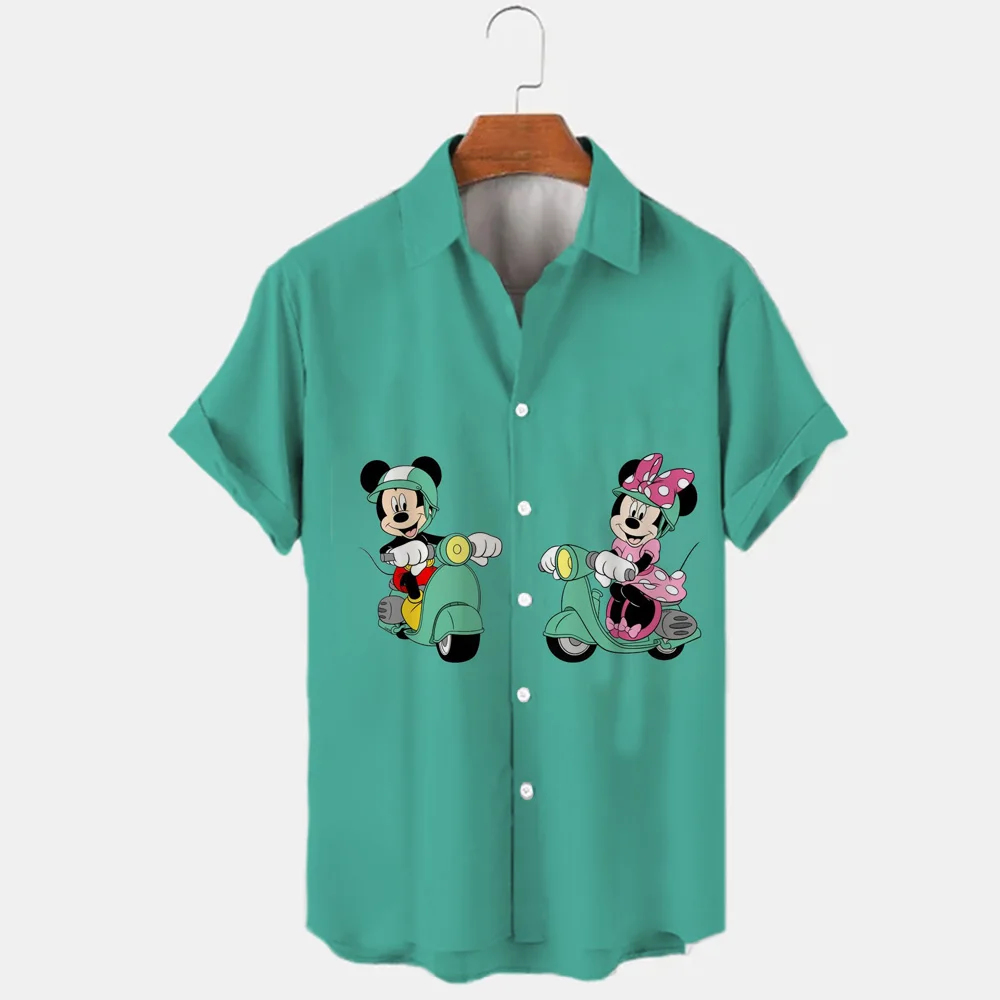 3D Printed Disney Donald Duck Mickey and Minnie Oversized Lapel Men's Shirts Summer Fashion Trend Vintage Style Boutique Tops