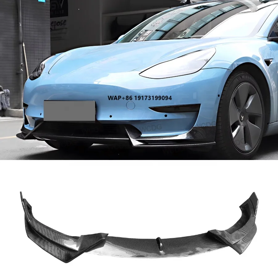 

High Quality AD Style Carbon Fiber Front Bumper Lip for-Tesla Model Y 2019+ Front Lip Splitter Car Body Kit