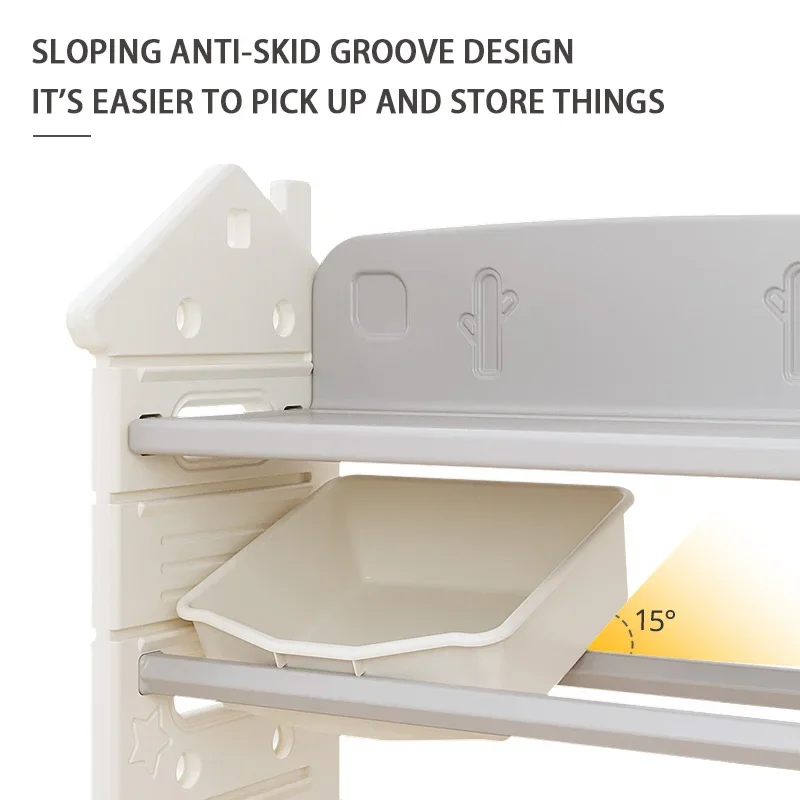 Hot Sale Castle Shape Kids Toy Shelf Children Plastic Toy Storage Cabinet Bookshelf Set Storage Shelf