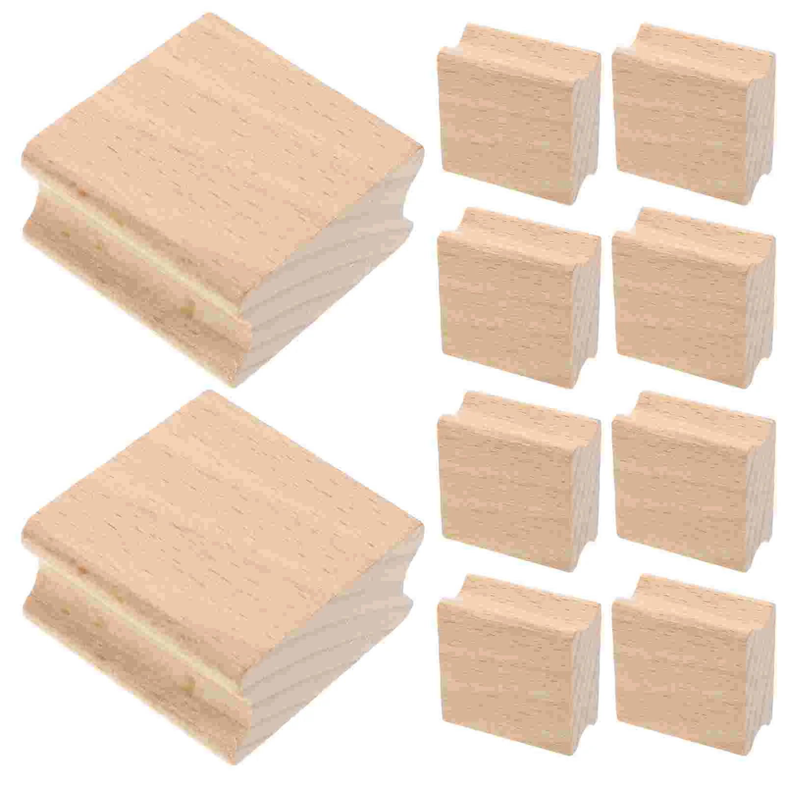 10 Pcs Beech Wood Seal Stamp Blank Stamper Wooden DIY Self Making Hand Account Square