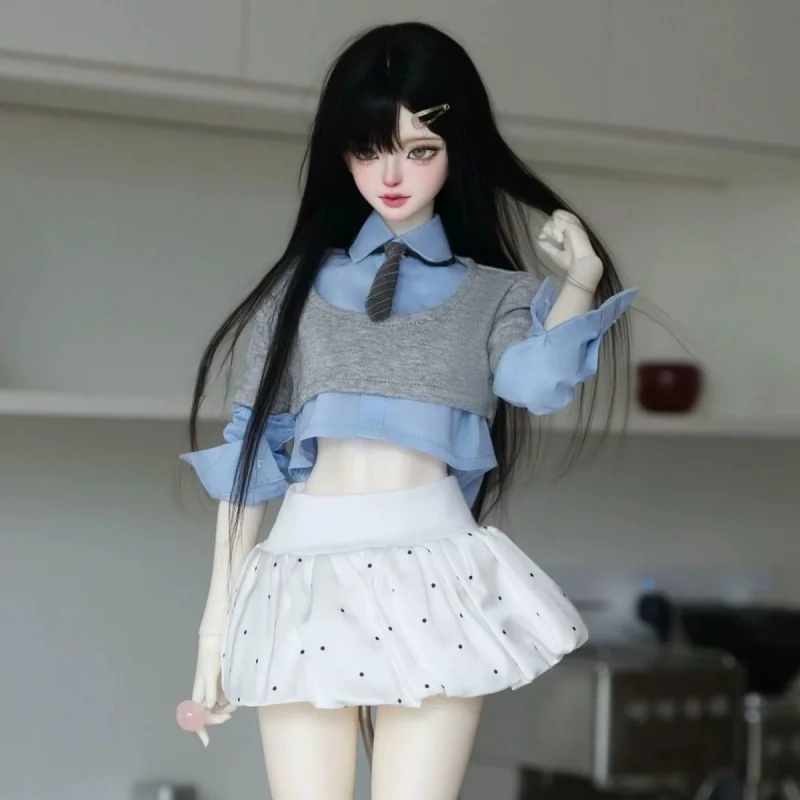 

BJD doll clothes - suitable for 1/3 1/4 1/6 size College-style shirt half-length skirt set Doll accessories