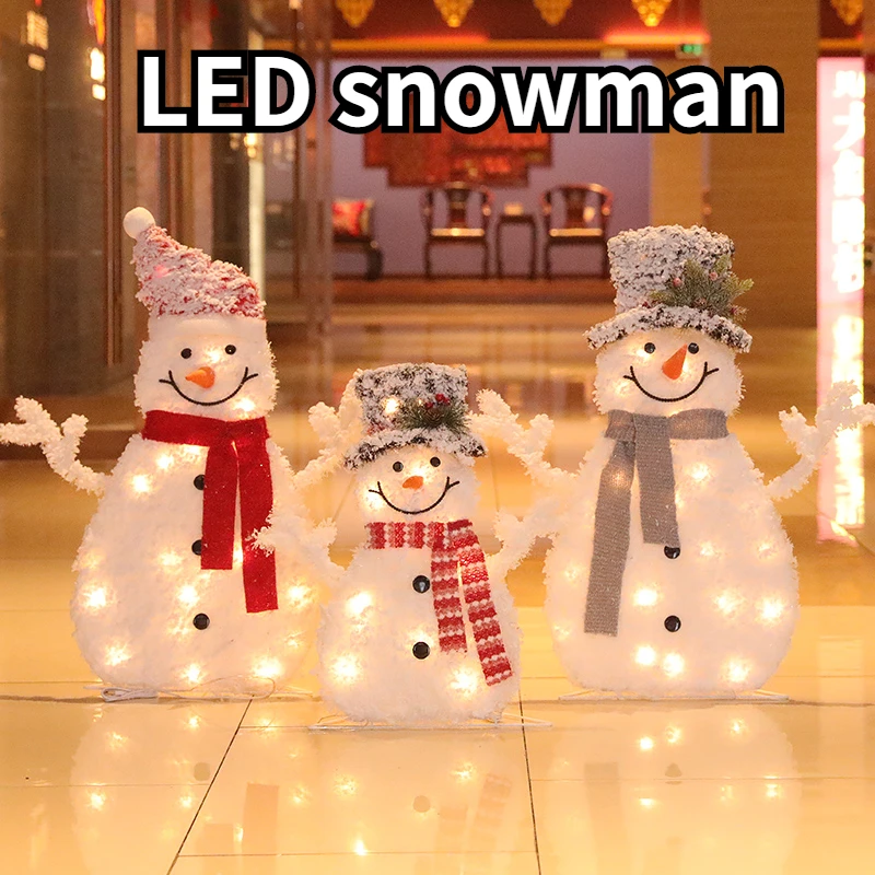 

3Pcs Christmas Decoration for Home LED Snowman Elk Doll for Shopping Mall Hotel Window Christmas Tree Ornaments Christmas Gift