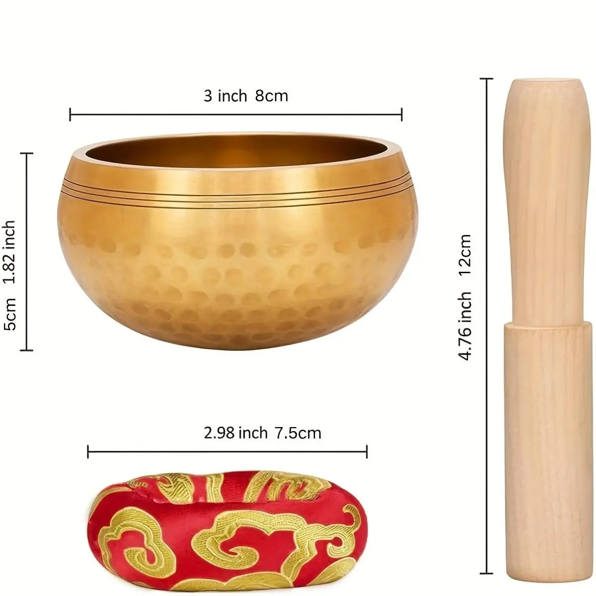 Tibetan Singing Bowl Set Meditation and Stress Relief Zen Decor Handcrafted Singing Bowl Easy for Beginners to Use