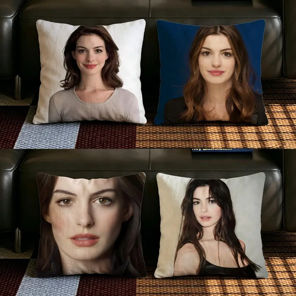 Artist A-Anne H-Hathaway Cushion Cover Natural Linen Pillowcase Set, All-in-One Decor for Sofa, Bedroom & Chair