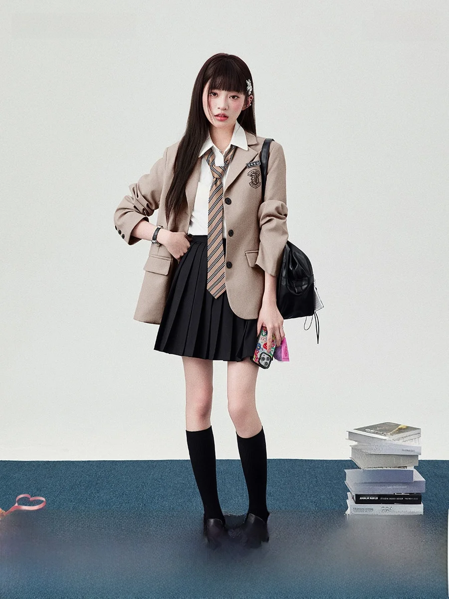 

i Color Long Sve Jaet Korean Sle School orm Women's up Outerwear Spring New Arrival Flell Mrs
