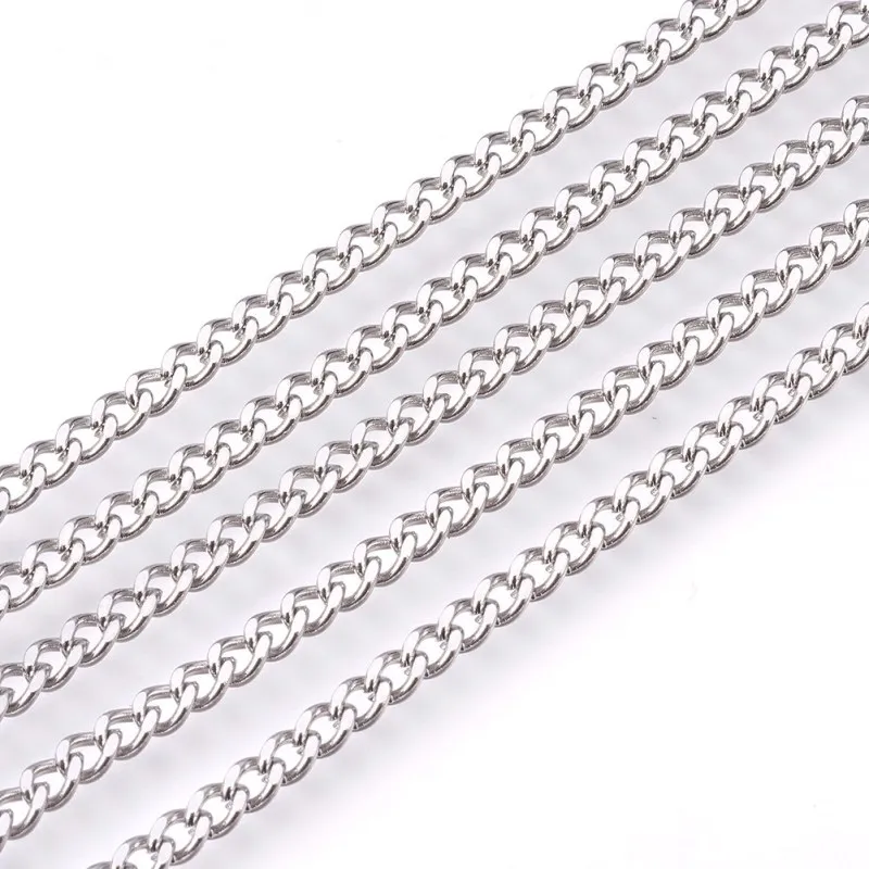 10m Unwelded Stainless Steel Curb Chains Link Chain for Jewelry Making DIY Bracelet Necklace Craft Supplies