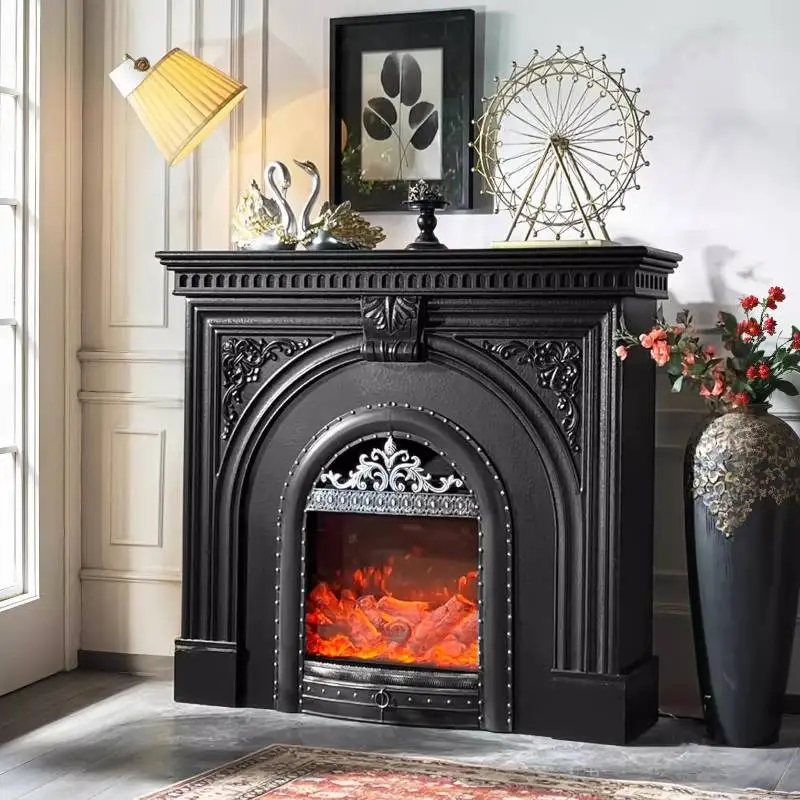 

White Black Living Room Fireplace Classic Cozy Arched Luxury Living Room Cabinets Wood Arched Vetrina Esposizione Furniture Home