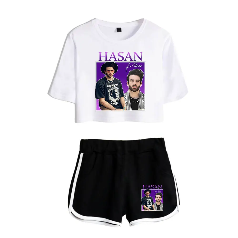 Hasan Piker Suit Vintage 90s logo Merch Tops Two Piece Set Shorts+Lovely Trendy TShirt Harajuku Suit