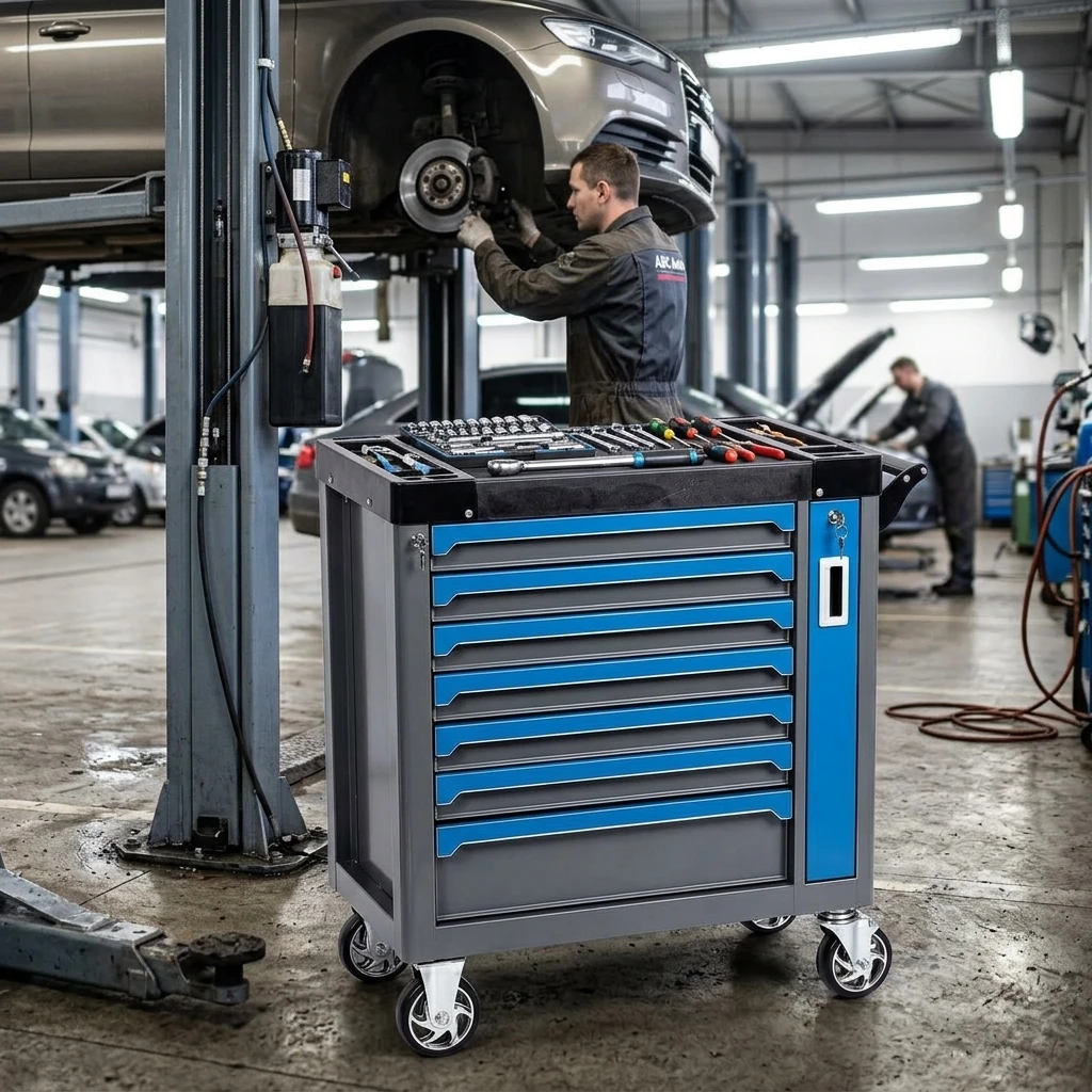 for·New Hot Selling 7-Drawer Rolling Tool Cabinet Casters Heavy-Duty Metal Storage Trolley Keyed Lock 300kg Load Capacity#