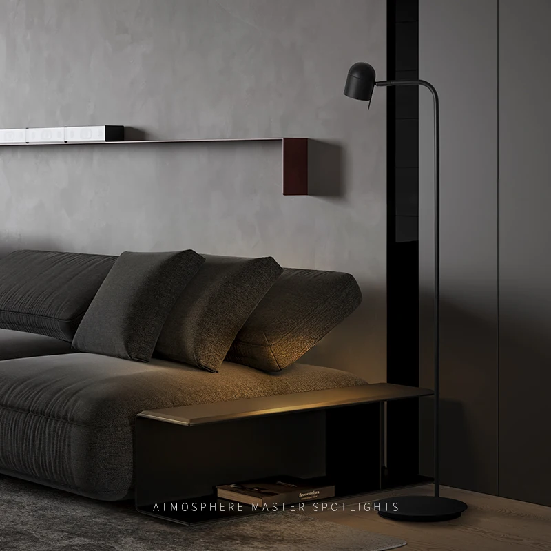 Aisilan Modern Black Floor Lamp Adjustable Lamp Head Aluminum 12W Dimmable Reading Floor Lamp for Living Room, Bedroom, Office