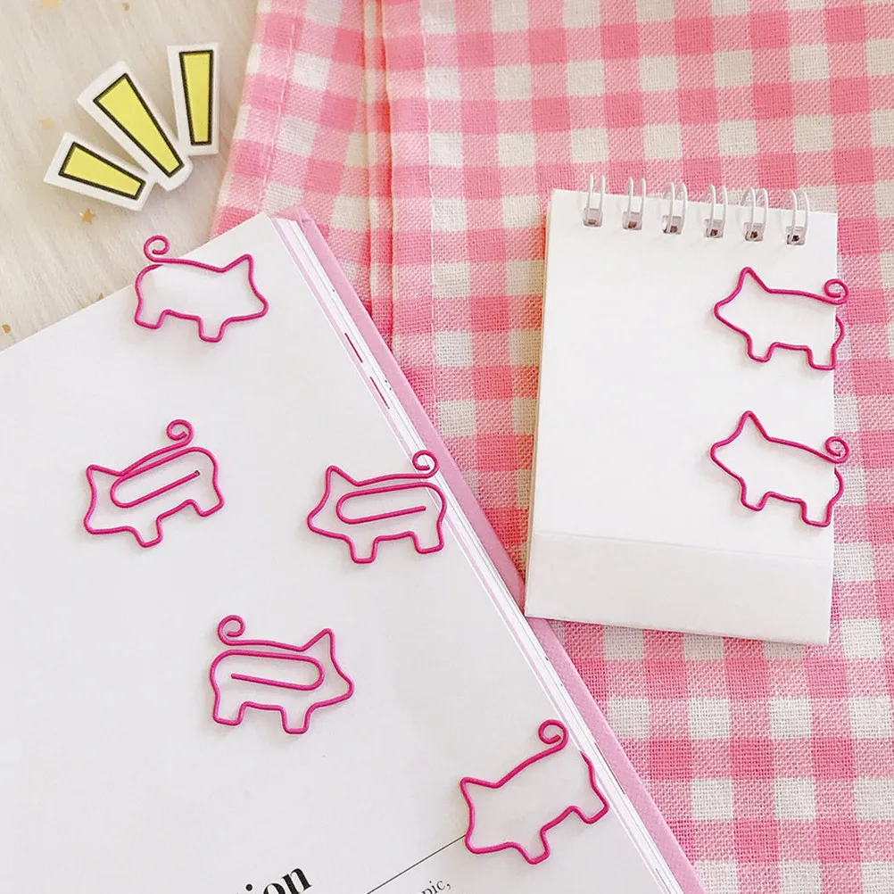 

20Pcs Pig Paper Clips Innovative Design Strong Clipping Force for Notes Bookmarks Photos Office School Supplies