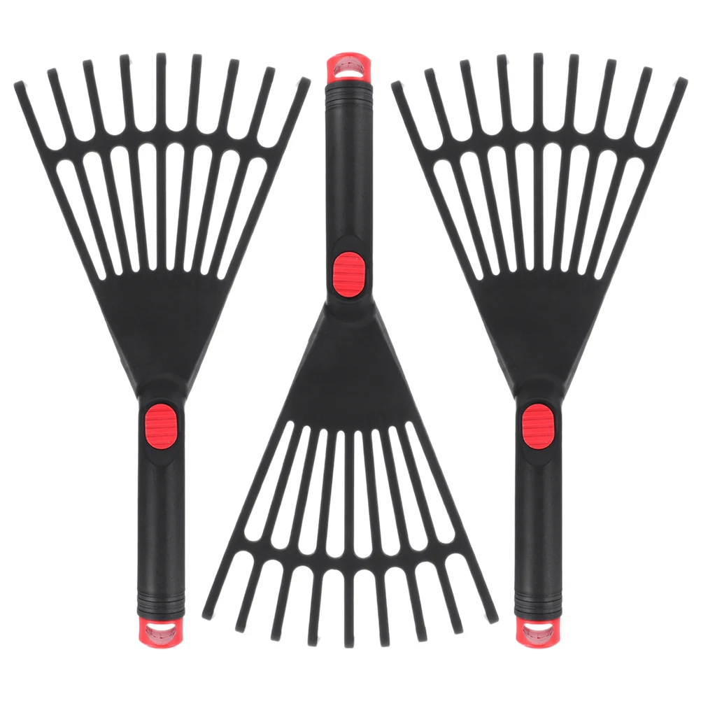 

3pcs Garden Hand Compact Small Gardening Rake For Leaves Soil Loosening Portable Outdoor Raking Tool Plastic Leaf Rake For Lawn