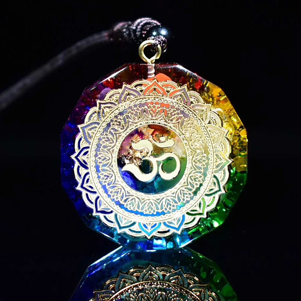 Natural Stone Sri Yantra Energy Orgonite Necklace Amulet Chakra Orgone Pendant Reiki Metal Crystal Jewelry For Men Women Gifts