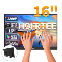 HGFRTEE 16 Inch Touch Portable Monitor 16:10 100%sRGB 350Cd/m² Second Screen For Laptop With Holder Stand Type-C HDMI-Compatible