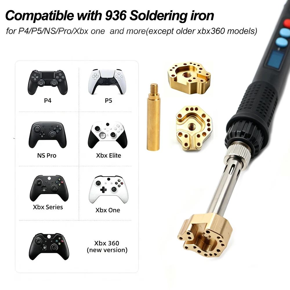 3D Joystick Desoldering Iron Tip with 90W 936 Soldering Iron Heating Stick for PS5 PS4 Xbox Series X|S Xbox One Switch Repair