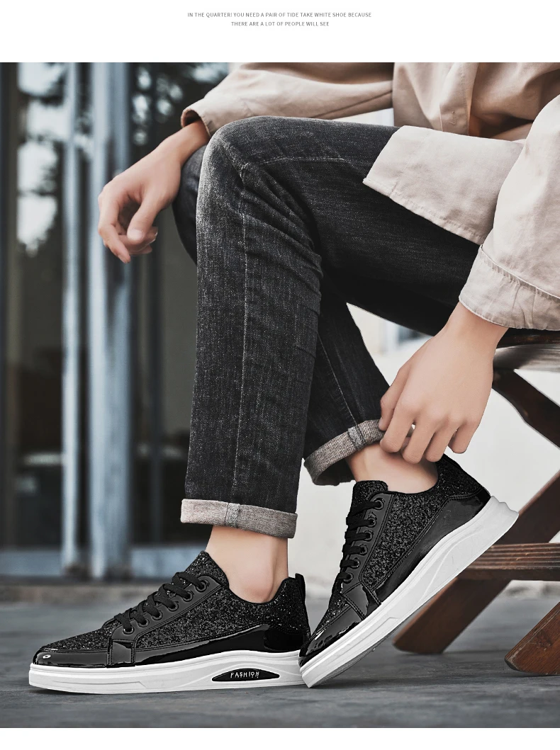 Neue Frühlings- und Herbst-Herrenschuhe mit Pailletten, Modische Britische Freizeitschuhe, Trendige Schuhe, Vielseitige Niedrige Sportsneaker – Detail 17