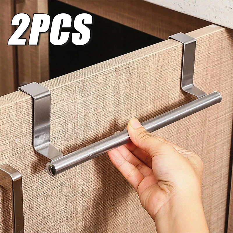 1/2 PCS Stainless Steel Towel Bar Cabinet Door Towel Hanging Bar Stainless Steel Bathroom Kitchen Cabinet Door Towel Wipe Rack