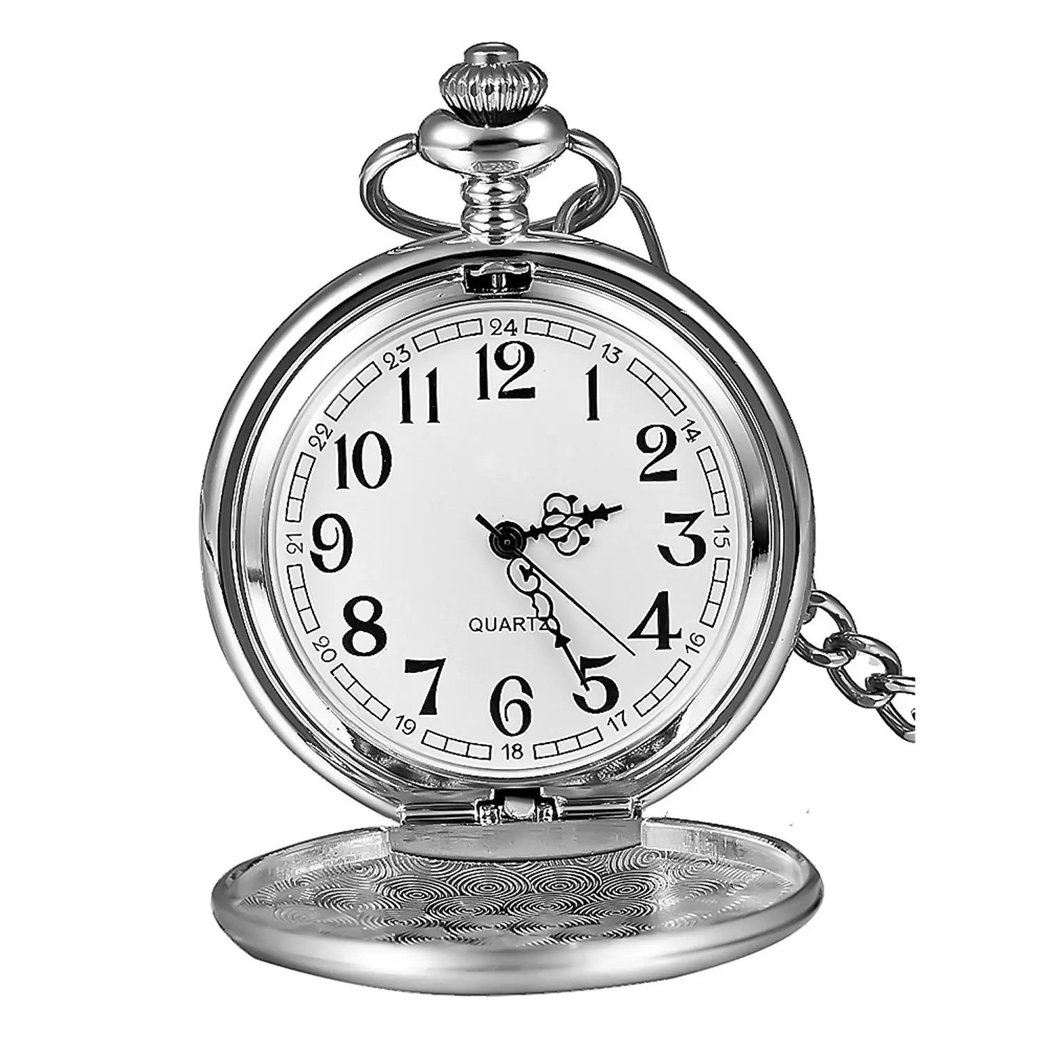 ABQR Classic Smooth Vintage Mens Pocket Watch Xmas Gift (Silver)