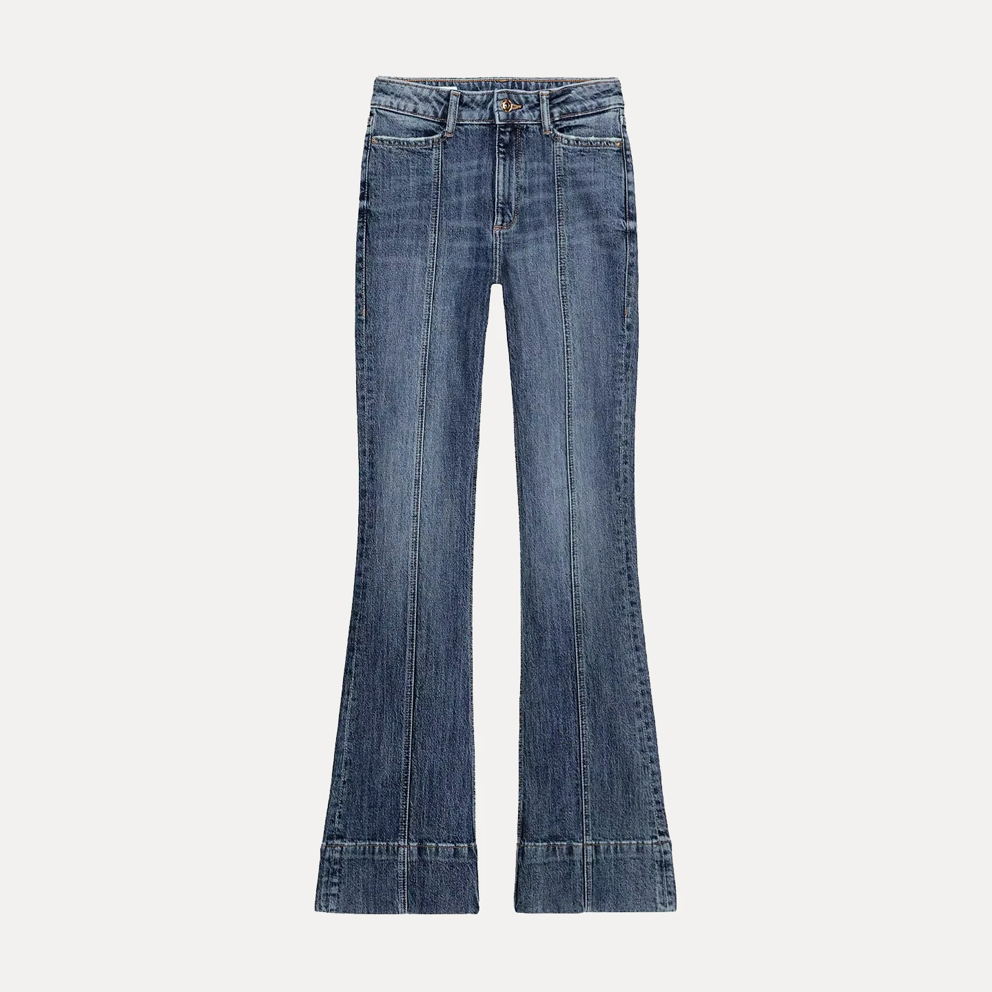 Z Women's Faion Bell Bot Jeans Long mid Waist Ele Sle Ladies' Premium Denim Pants Autumn Season Daily Wear