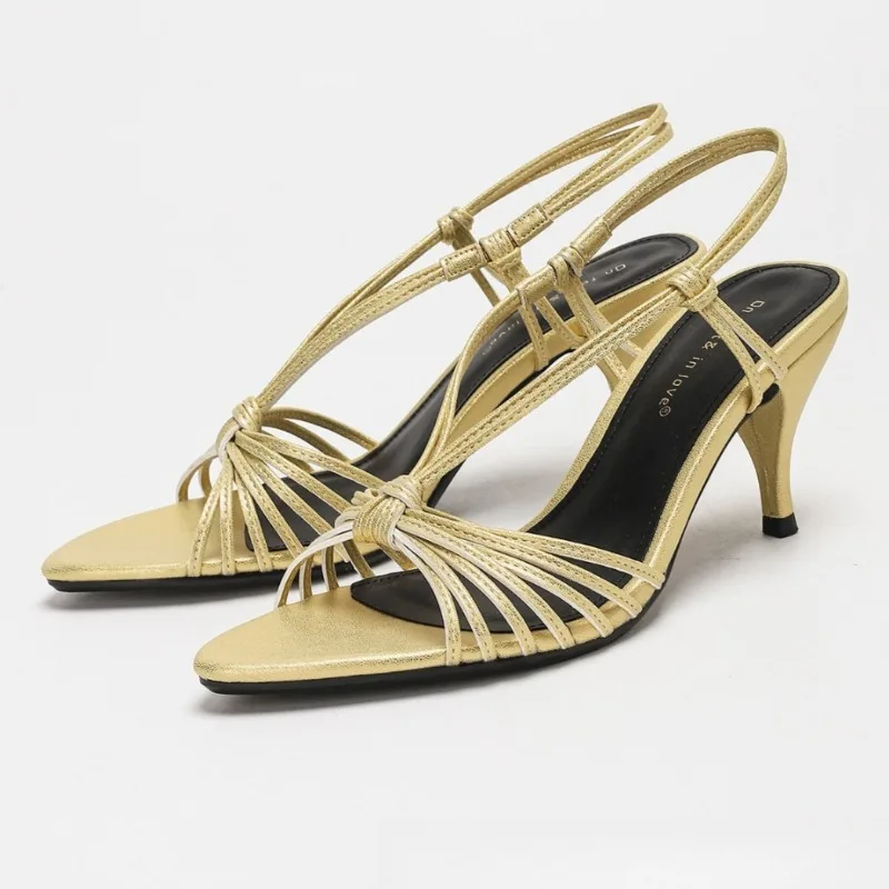 

Fashion Narrow Band Design High Heeled Sandals Women Sexy Open Toe Back Strap Stiletto Designer Shoes Luxury Banquet Dress Shoes