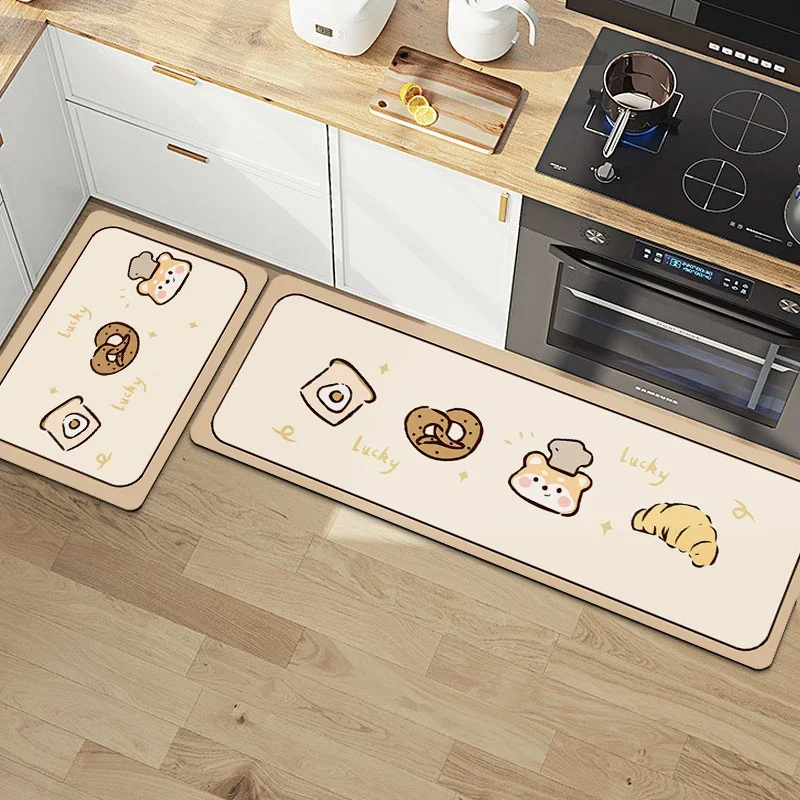 Cartoon Kitchen Floor Mat Water Absorbent Runner Rug Printed Bathroom Entrance Door Mat Non-slip Kitchen Long Carpet Tapis