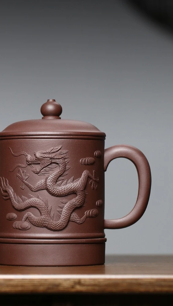 Zisha cup men's pure handmade raw ore dragon four seas purple sand teacup