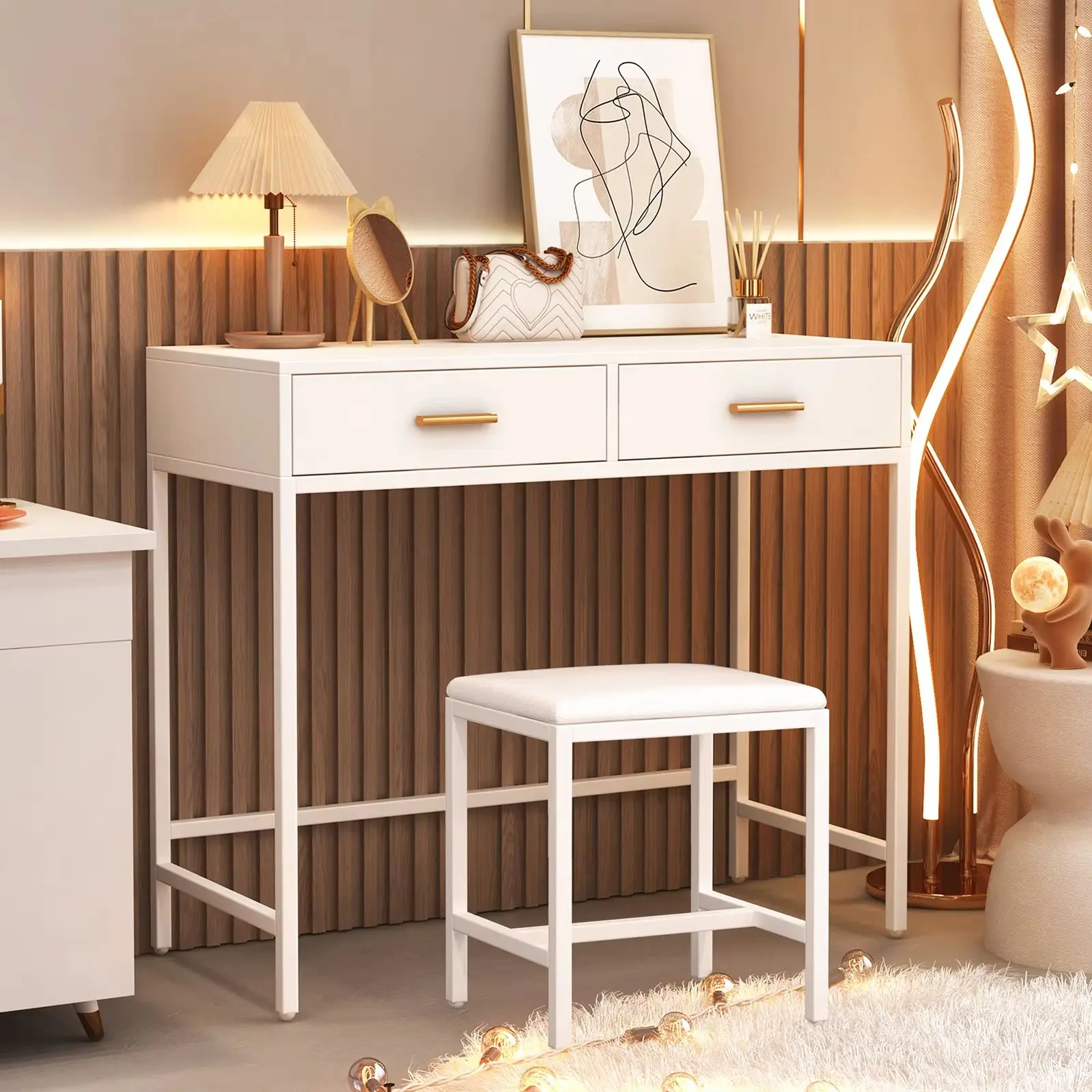 

Компактный тонкий консольный столик Teousev Black Wood с 2 ящиками и полками для хранения, для прихожей, гостиной, как туалетный столик