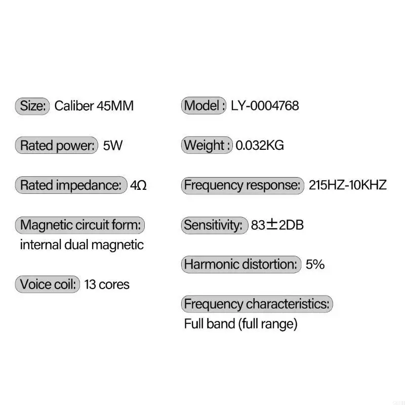 G6DD 45 мм круглый 4OM 5W Полный динамик с окружающей средой и внутренними магнитами