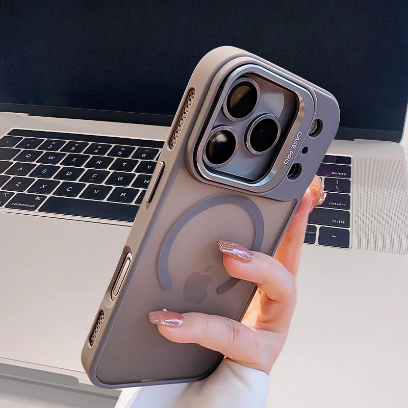 

Официальный цветной чехол для iphone 17 pro max, чехол Air 16, 15, 14, 13, 12, 11 Pro Max для Magsafe, беспроводная зарядка, подставка, держатель объектива, крышка