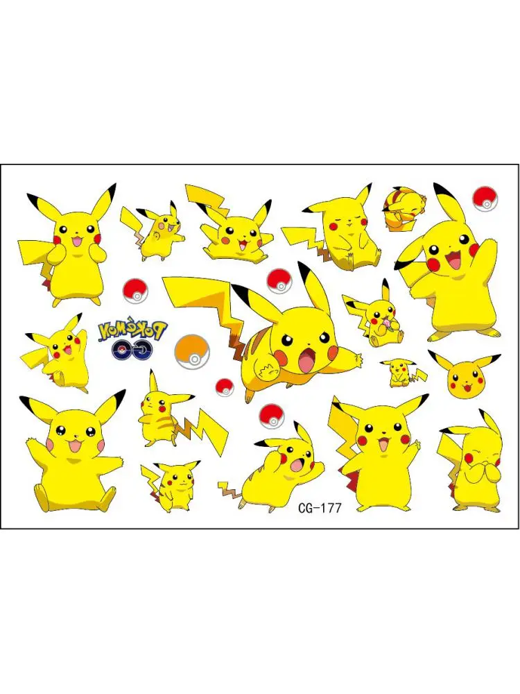 2024 New Pokemon Tattoo Stickers Pikachu Action Figure Cartoon Children\'s Temporary Tattoos Kids Girls Birthday Gift