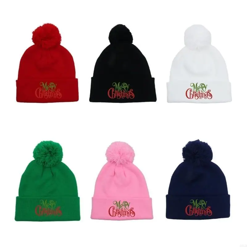 A0KD Adjustable Novelty Hat Warm Knitted Christmas Hat Cheerful Holiday Headwear