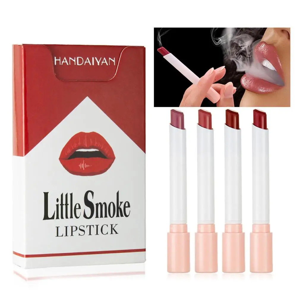 4pcs/kit Lipstick Sets Matte Lip Stick 24 Hours Waterproof Long Lasting Makeup Retention Cigarette Box Design Lipliner Cosmetics