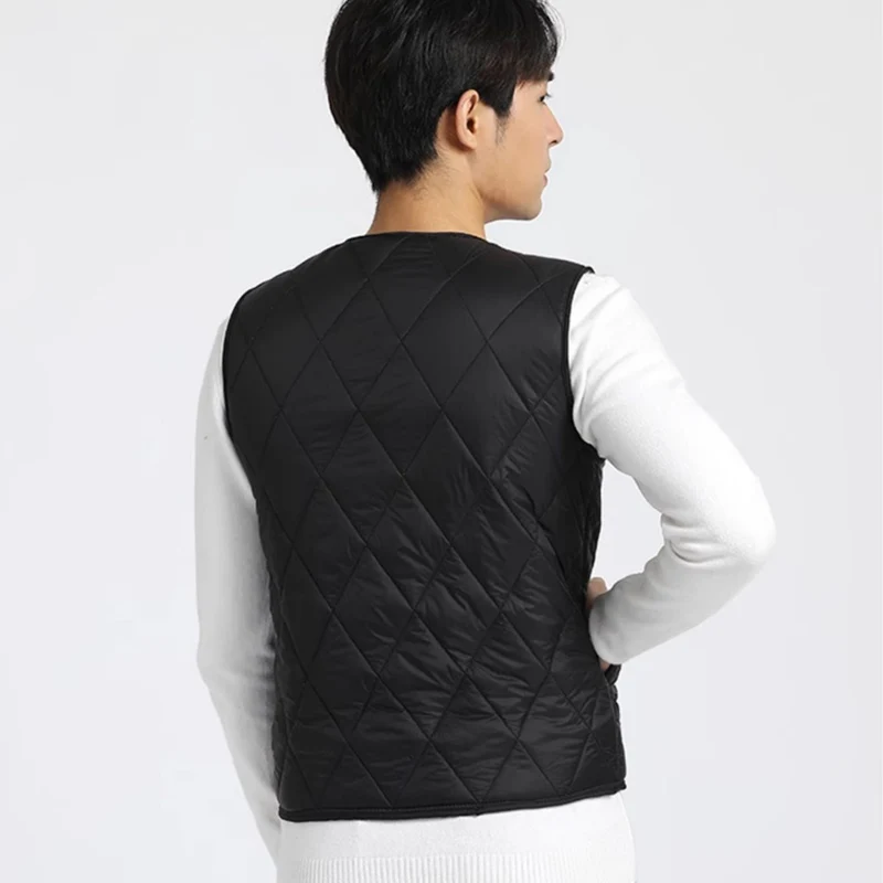 Men's Waistcoats 2024 New Autumn Winter Thick Warm Quilted Down Cotton Male Vest Jackets Cotton-Padded Sleevelss Bottom Parkas