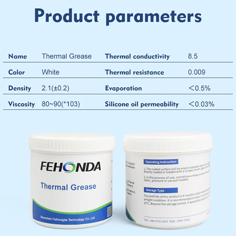 Fehonda 8.5w TG-8 Thermal Paste 100g 200g 300g 1kg Conductivity Compound Silicone Grease Pasta Termicass For Laptop CPU GPU VGA