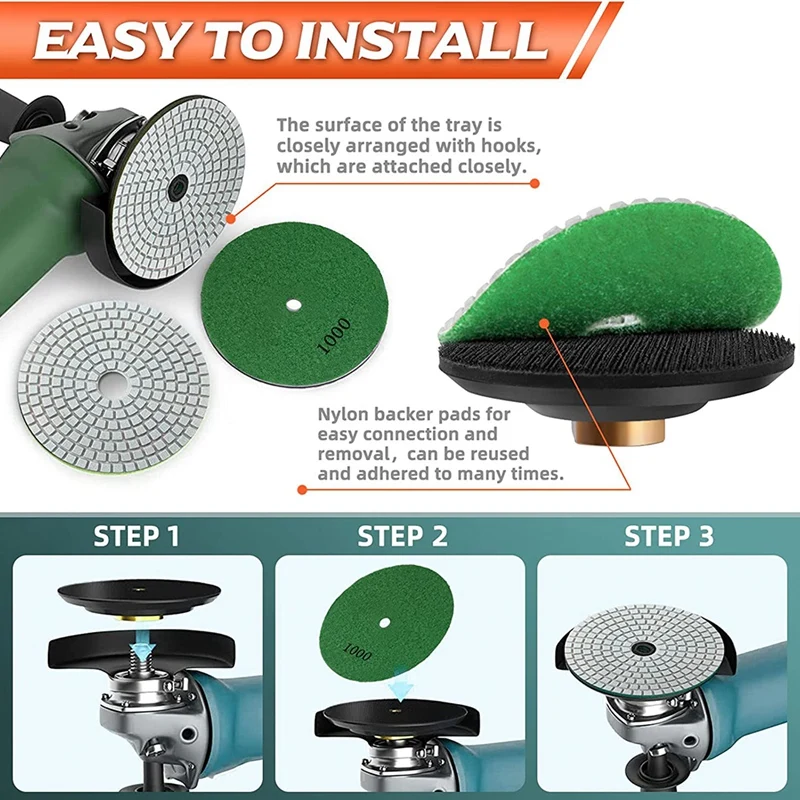 Kit de almohadillas de pulido húmedo/seco de grano de 4 pulgadas con almohadilla de respaldo M10 para pulidor de amoladora de taladro