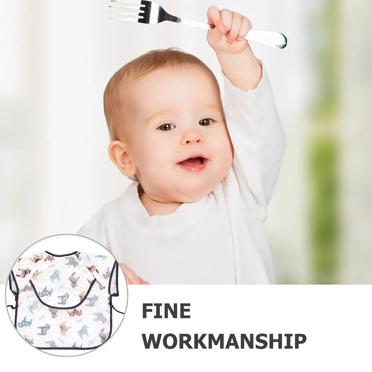 

1pc Waterproof Feeding For Baby Toddler Adjustable Lace Quick-Dry Cotton Kids Bib Double-Sided Play -Proof Diner Bib