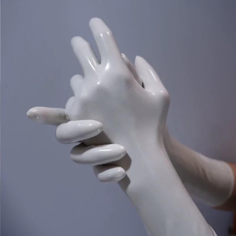 Glossy Latex Mid-length Gloves Stretchy Rubber Full Finger Gloves Toe Stockings Cosplay Slim Seamless Five Toes Socks Gloves