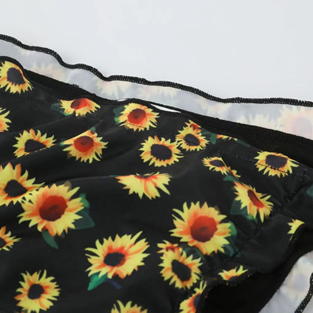 2pcs/set Women Sunflower Sexy Bikini Swimsuit Halter Bathing Suit Push-Up Padded Swimwears