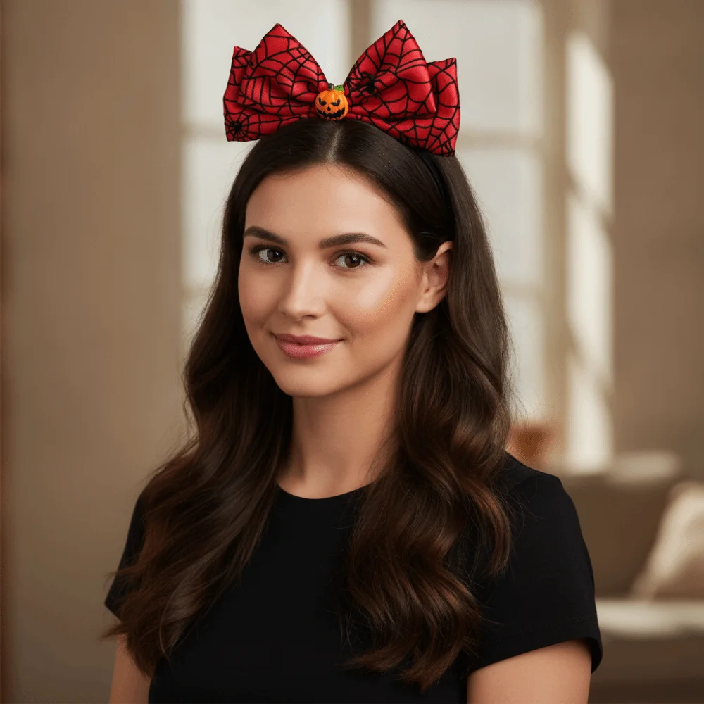 Bowknot Shape Halloween Pumpkin Headband Head Hoop Creative Halloween Party Hair Hoop Photo Prop Ghost/Pumpkin/Eyeballs