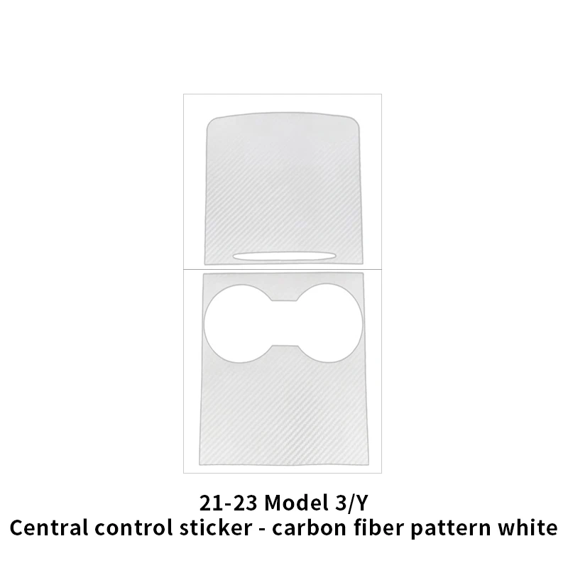 White Carbon Fiber Pattern Center Console Panel Film for Tesla 2021-23 Model 3/Y – Carbon Flash Dashboard Cover Sticker