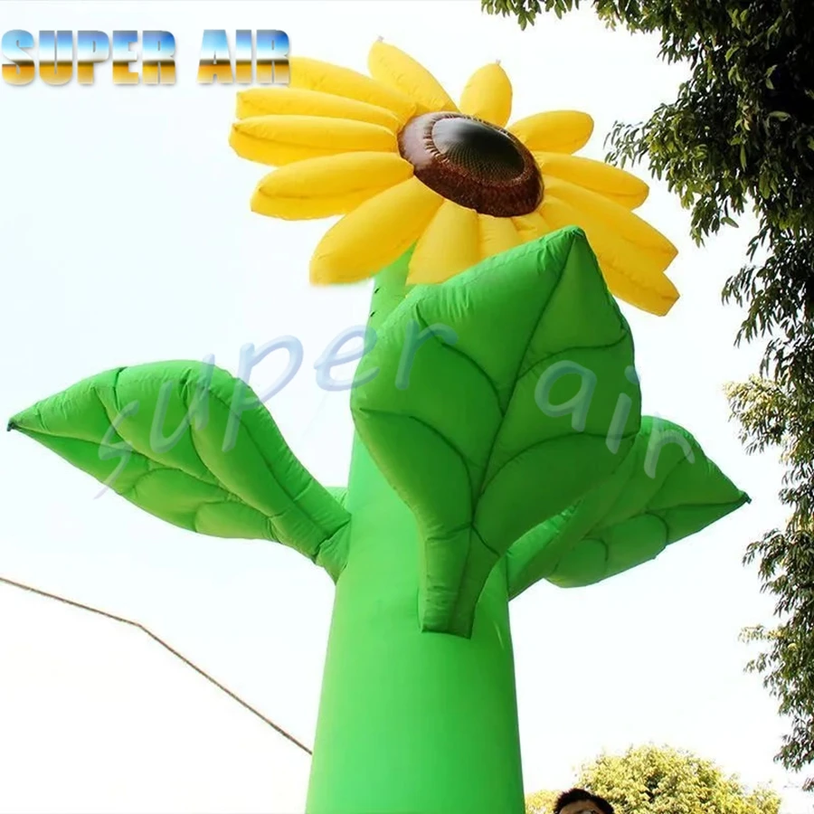 Modelo de girassol inflável decorativo personalizado de 8m de altura para festivais, display floral atraente