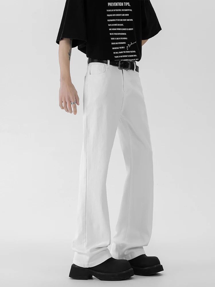 Witte Cleanfit Bell Bot Jeans Amerikaanse High Street Vibe afslankbroek met rechte pijpen, wijde pijpen, middentaille