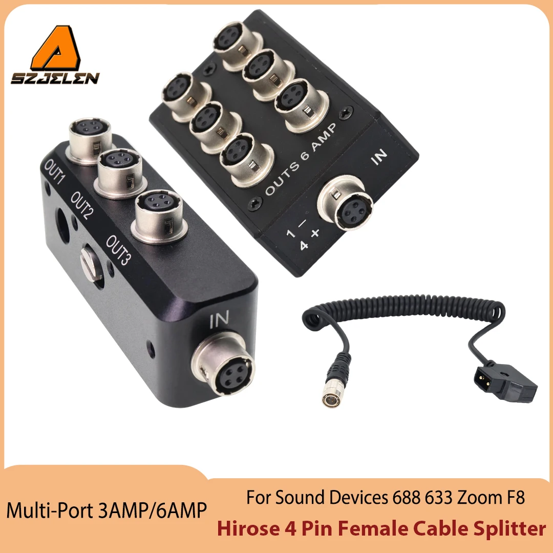 Hirose 4 pin female to 4 pin power outs 3AMP/6AMP for Sound Devices 688 633 Zoom F8 Camera power fourway splitter Distributor